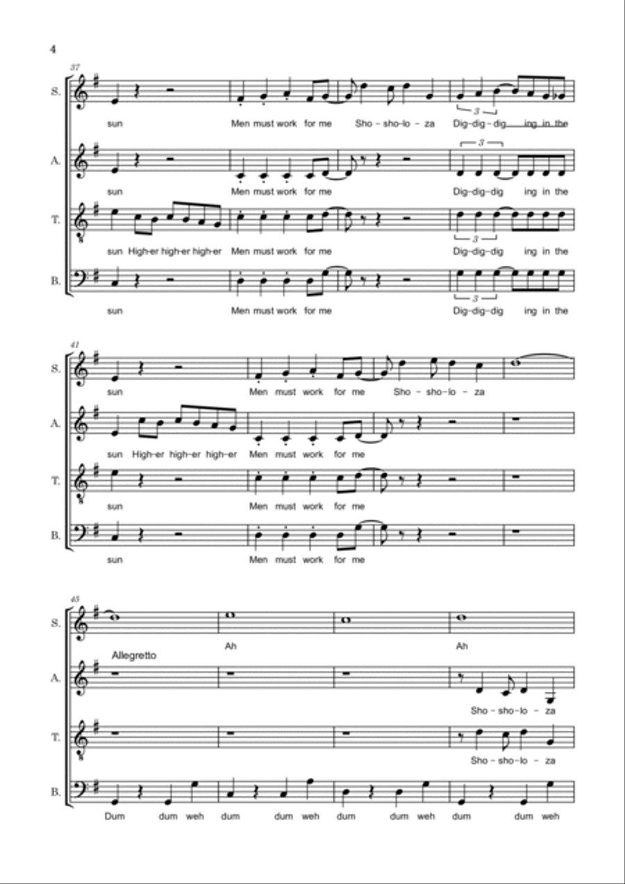 Shosholoza (South African) 4-Part scores gallery preview page 4