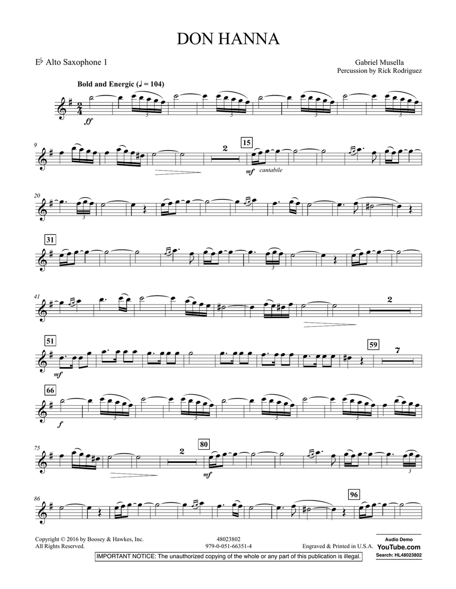 Don Hanna - Eb Alto Saxophone 1 Alto Saxophone scores gallery preview page 1