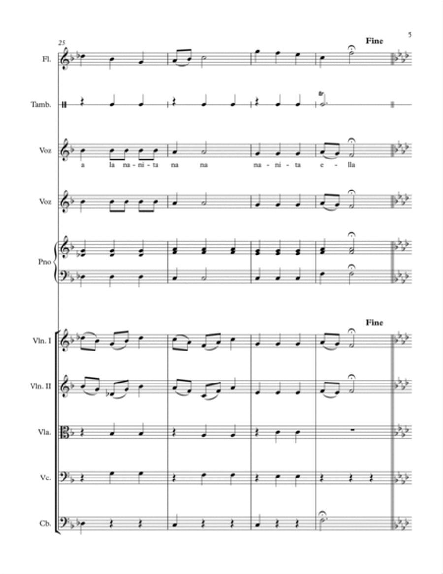 A La Nanita (Score and Parts) Chamber Orchestra scores gallery preview page 5