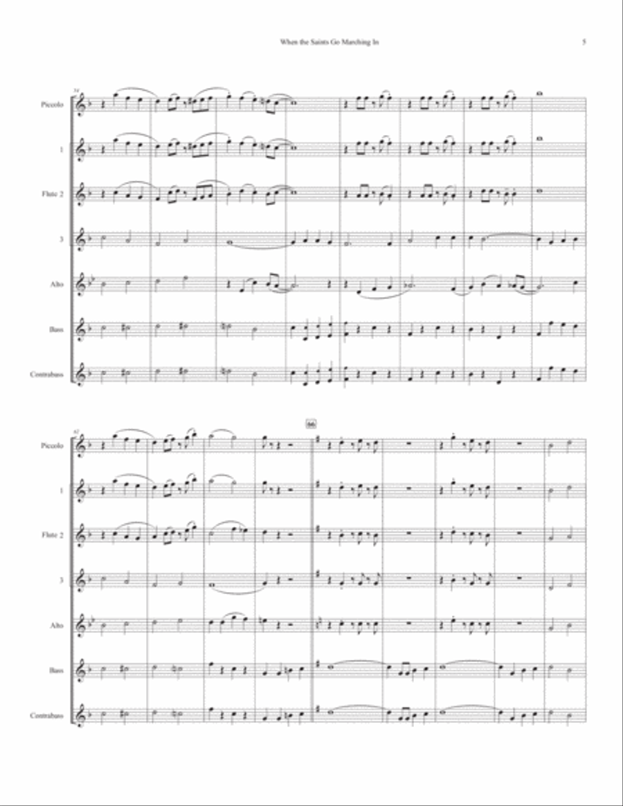 When the Saints Go Marching In (for Flute Choir) Flute Choir scores gallery preview page 5