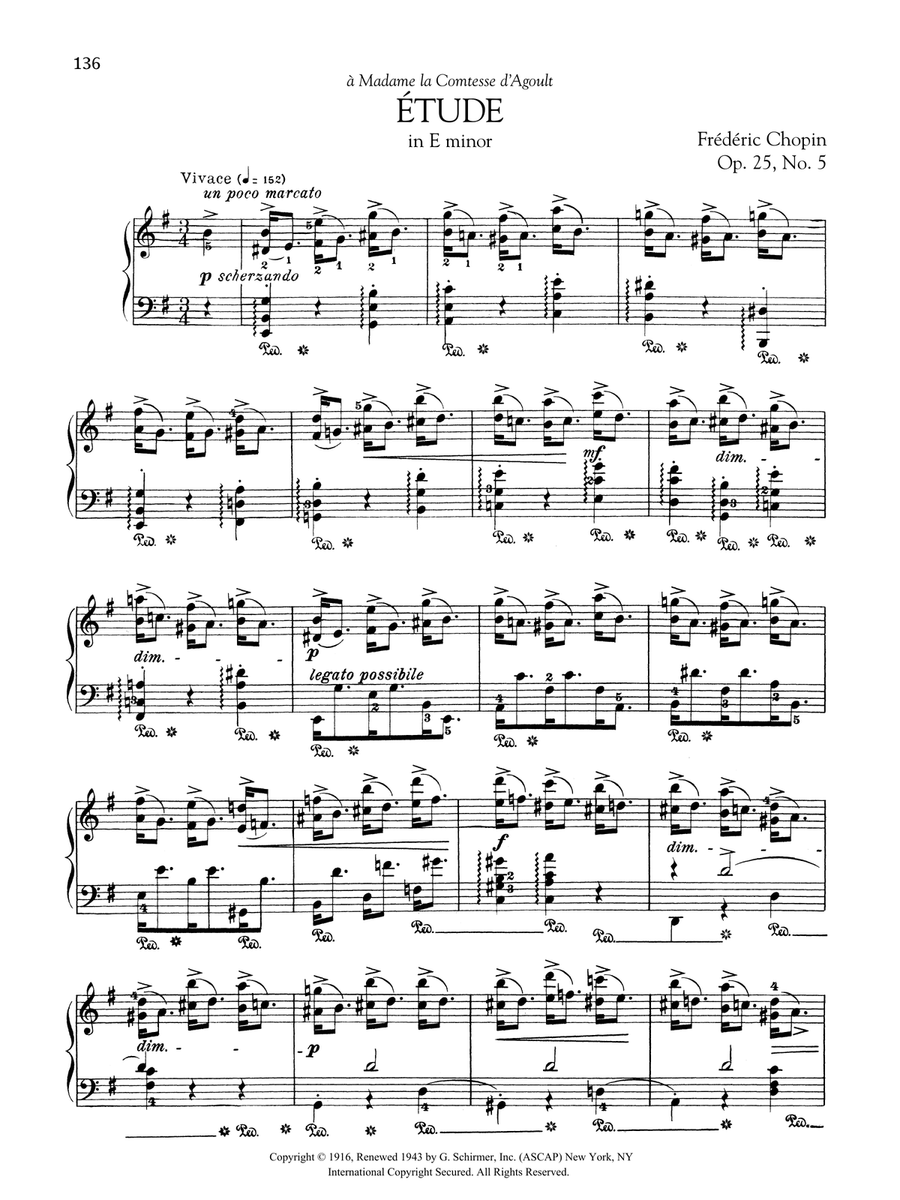 Etude in E minor, Op. 25, No. 5 Piano Method scores gallery preview page 1