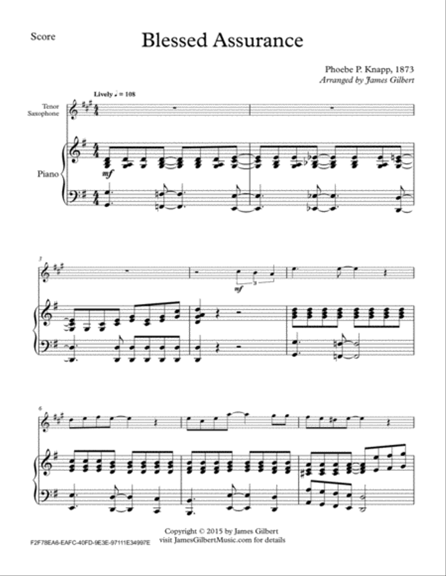 Blessed Assurance Tenor Saxophone scores gallery preview page 1