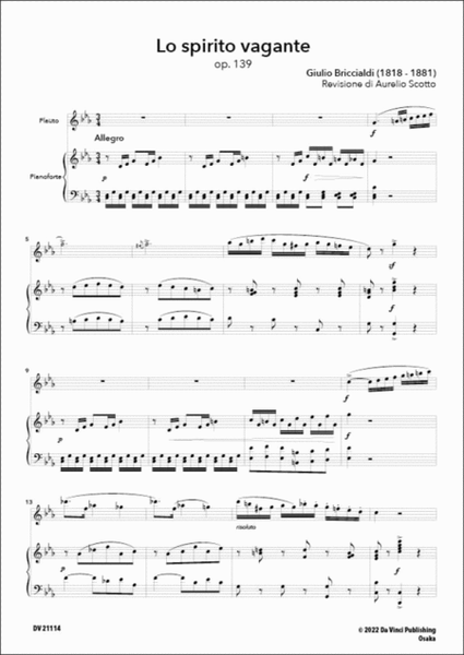 Lo Spirito Vagante Op.139, for Flute and Piano