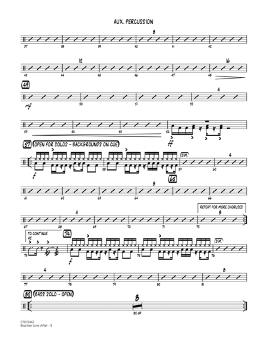 Brazilian Love Affair - Aux Percussion Percussion scores gallery preview page 2