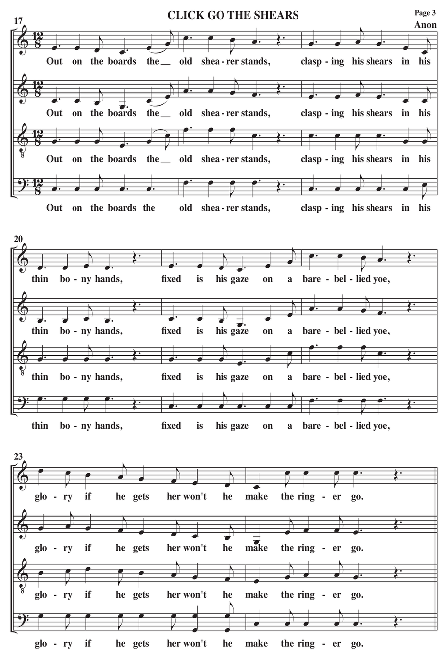 Waltzing Matilda 4-Part scores gallery preview page 3