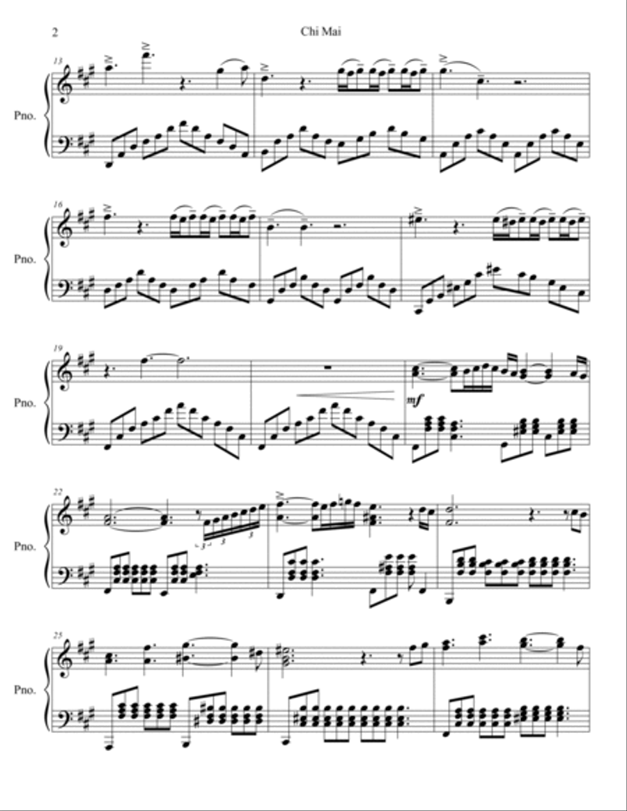 Chi Mai Piano Solo scores gallery preview page 3