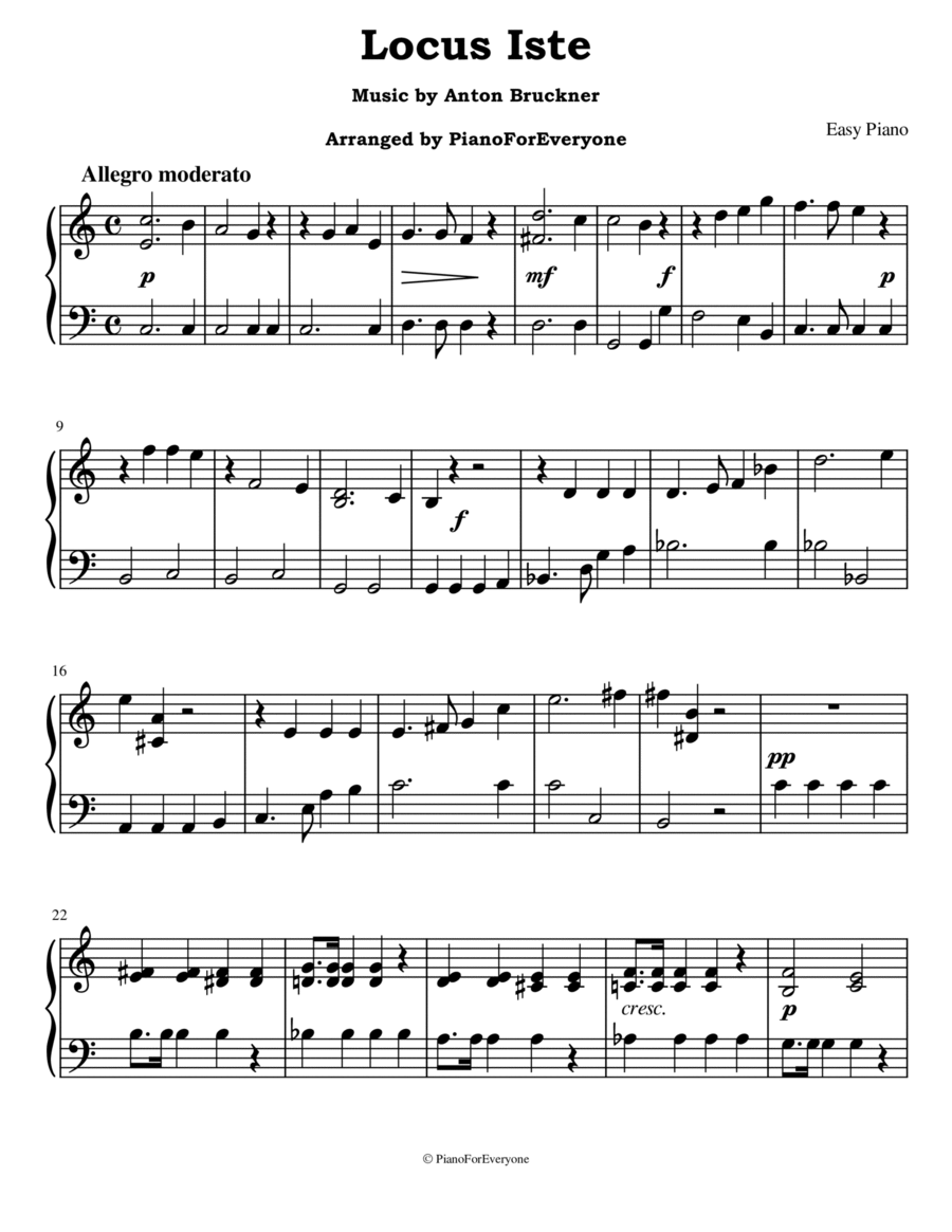 Locus Iste - Bruckner (Easy Piano) image number null