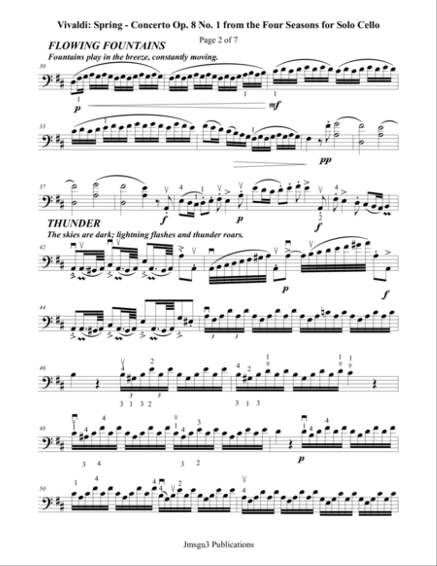Vivaldi - The Four Seasons: Spring for Solo Cello Cello Solo scores gallery preview page 2