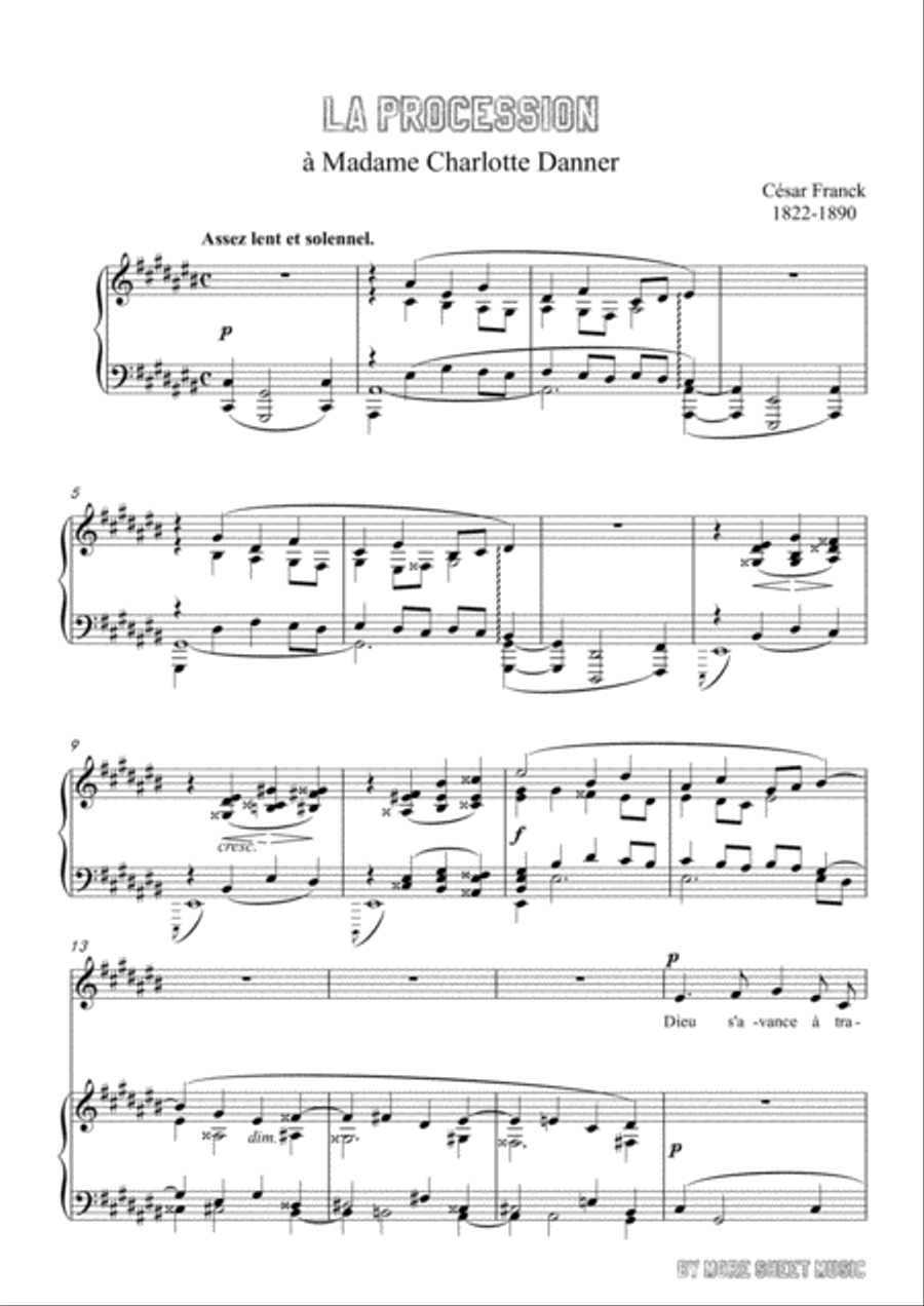 Franck-La procession in C sharp Major,for voice and piano Voice Solo scores gallery preview page 3