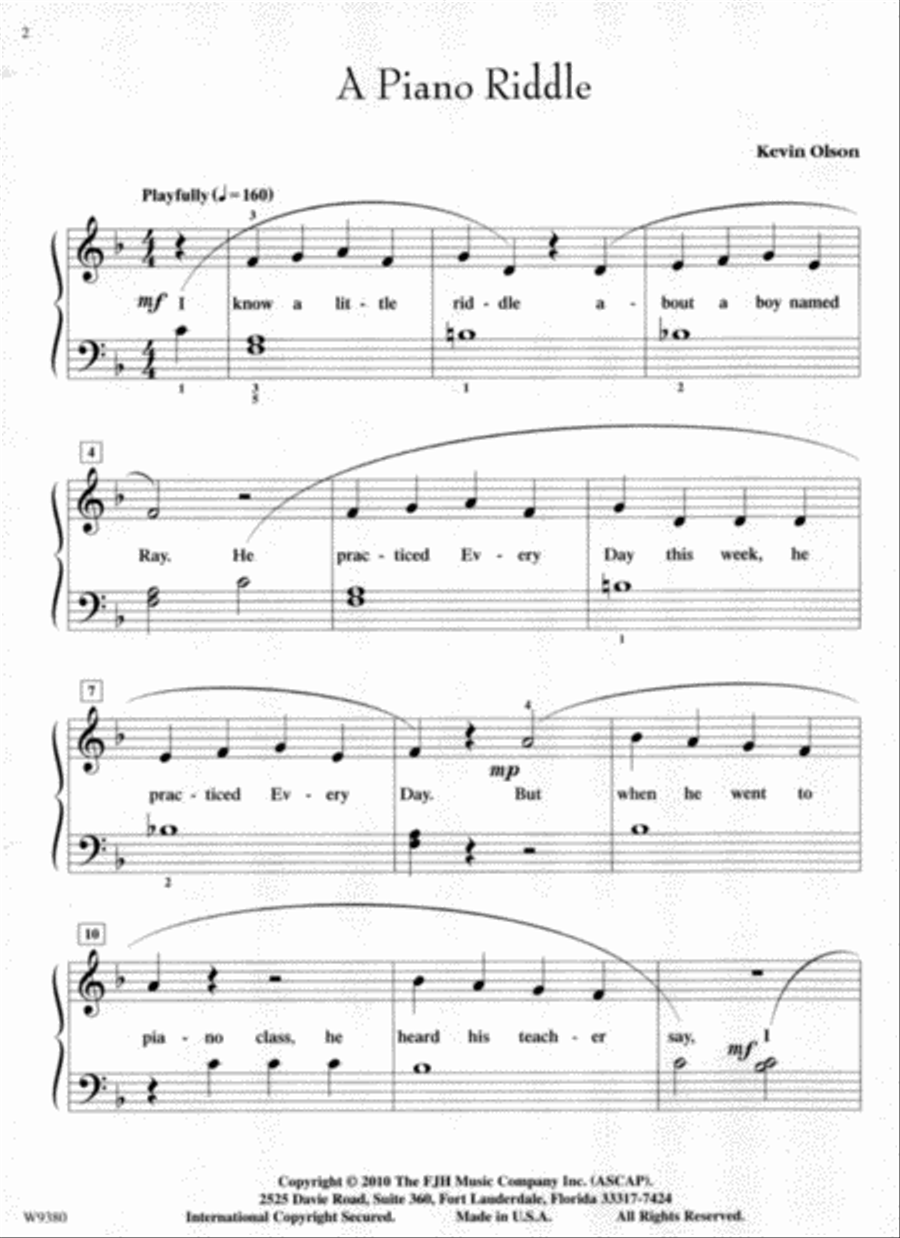 A Piano Riddle Easy Piano scores gallery preview page 3