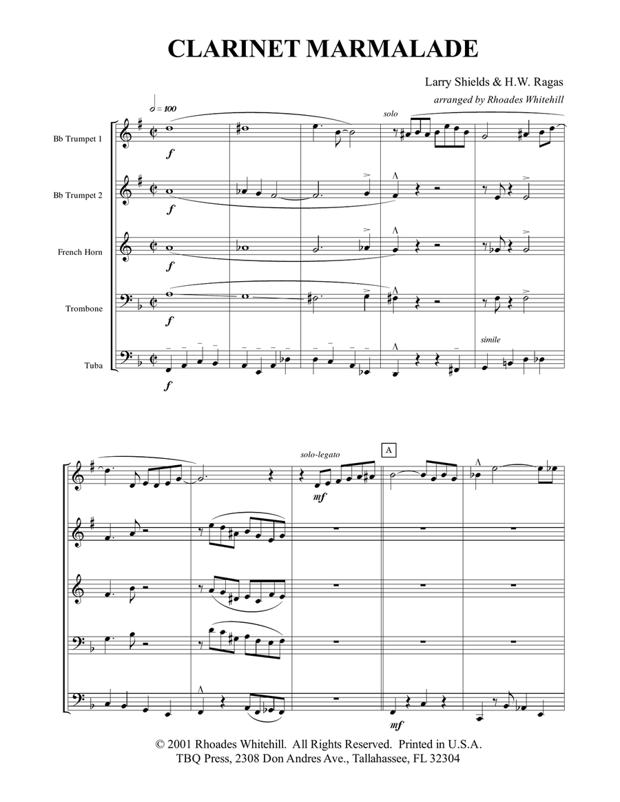 Clarinet Marmalade Brass Ensemble scores gallery preview page 4