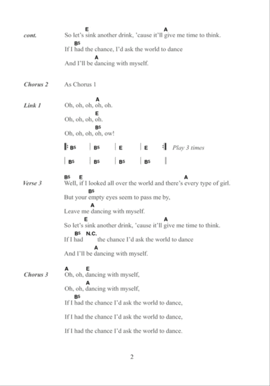 Dancing With Myself Electric Guitar scores gallery preview page 2