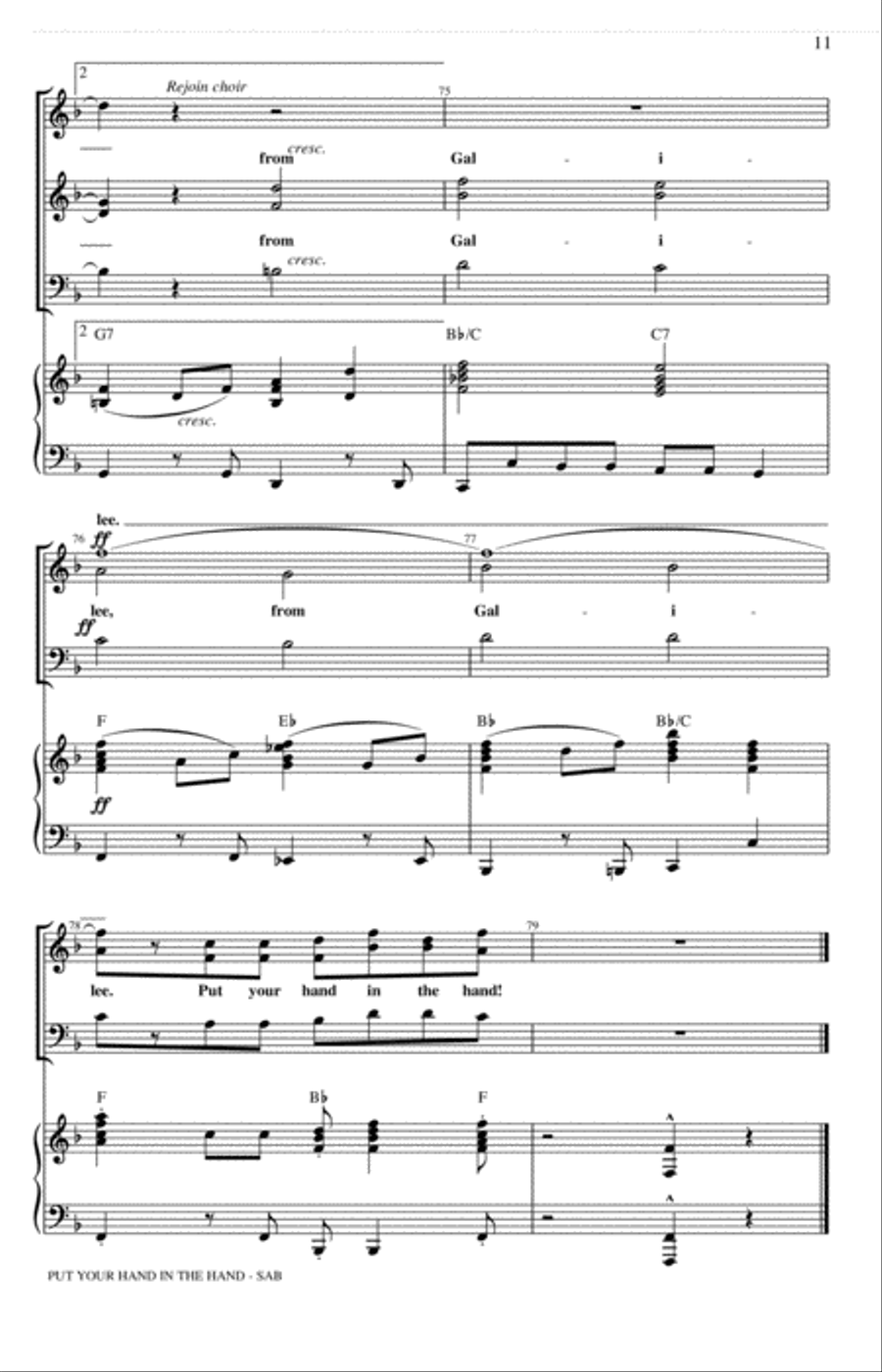 Put Your Hand In The Hand (arr. Kirby Shaw) 3-Part scores gallery preview page 10