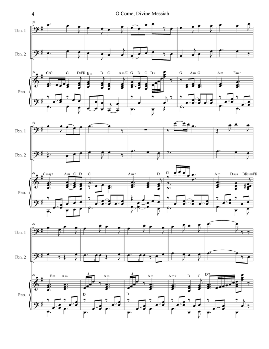 O Come, Divine Messiah (Trombone Duet) Trombone Duet scores gallery preview page 4