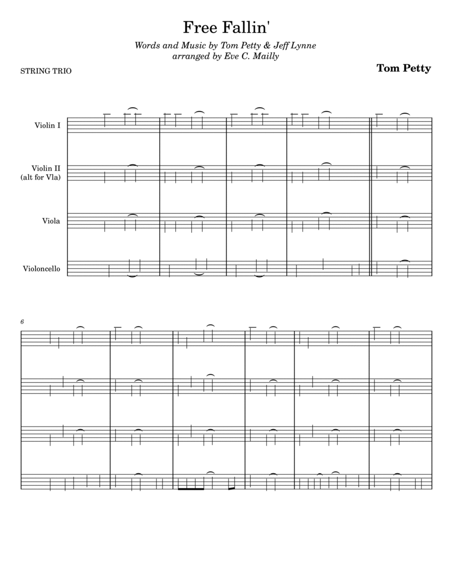 Free Fallin' String Trio scores gallery preview page 1