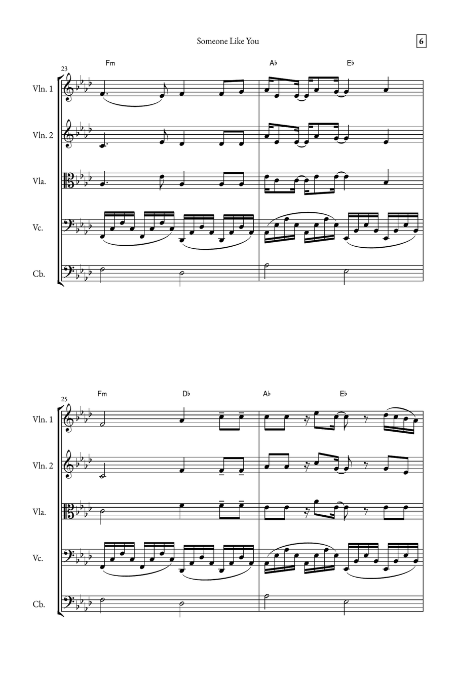 Someone Like You String Quartet scores gallery preview page 6