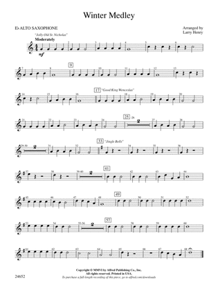 Winter Medley: E-flat Alto Saxophone