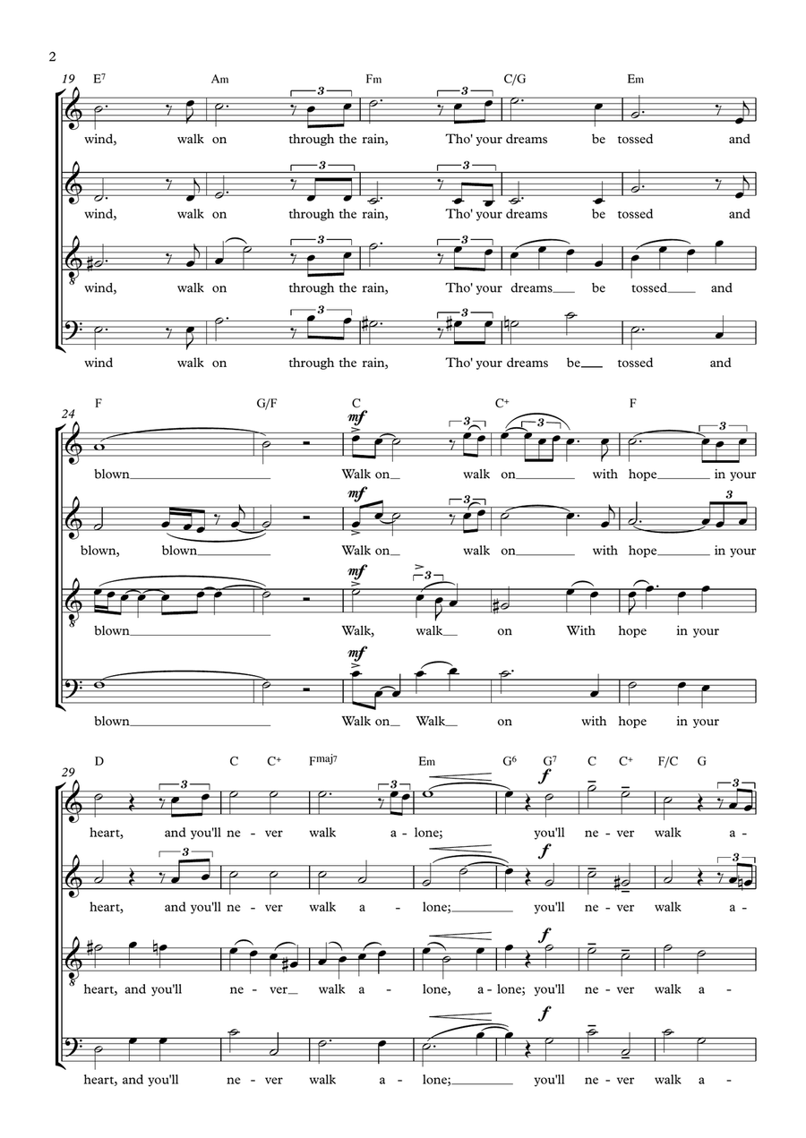 You'll Never Walk Alone You'll Never Walk Alone 4-Part scores gallery preview page 2