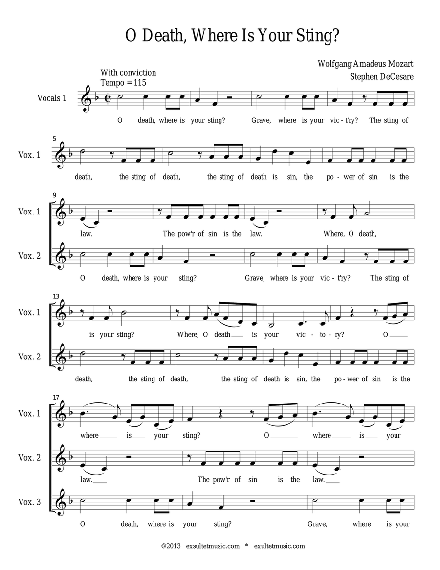 O Death, Where Is Your Sting? A Cappella scores gallery preview page 1