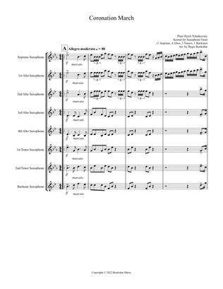 Book cover for Coronation March (Db) (Saxophone Octet - 1 Sop, 4 Alto, 2 Tenor, 1 Bari)
