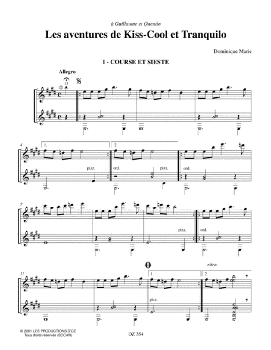 Les aventures de Kiss-Cool et Tranquilo Classical Guitar scores gallery preview page 2