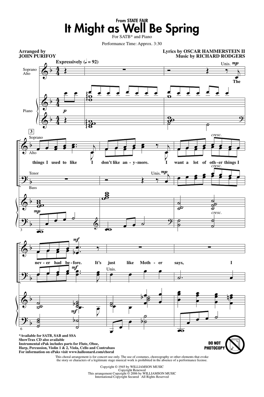It Might As Well Be Spring 4-Part scores gallery preview page 1