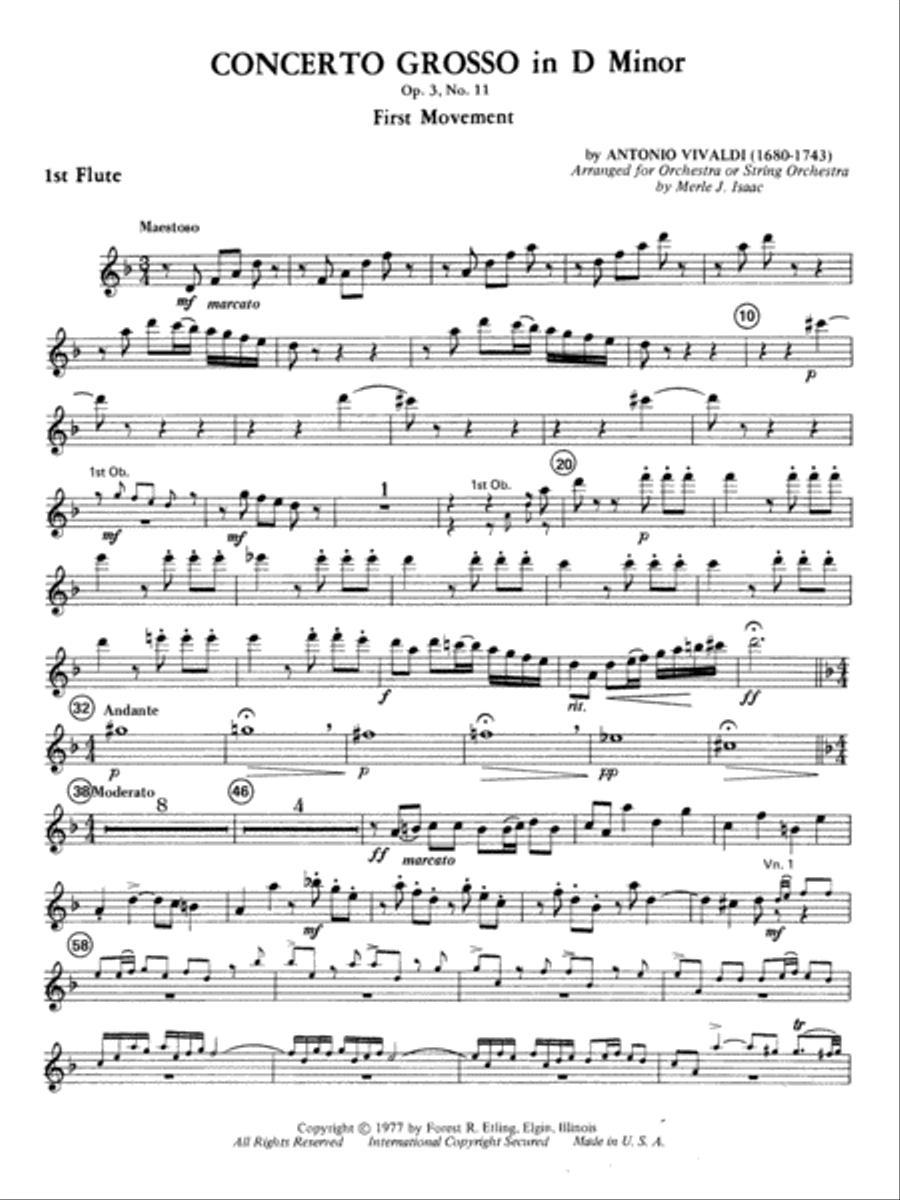 Concerto Grosso in D Minor: Flute Full Orchestra scores gallery preview page 1