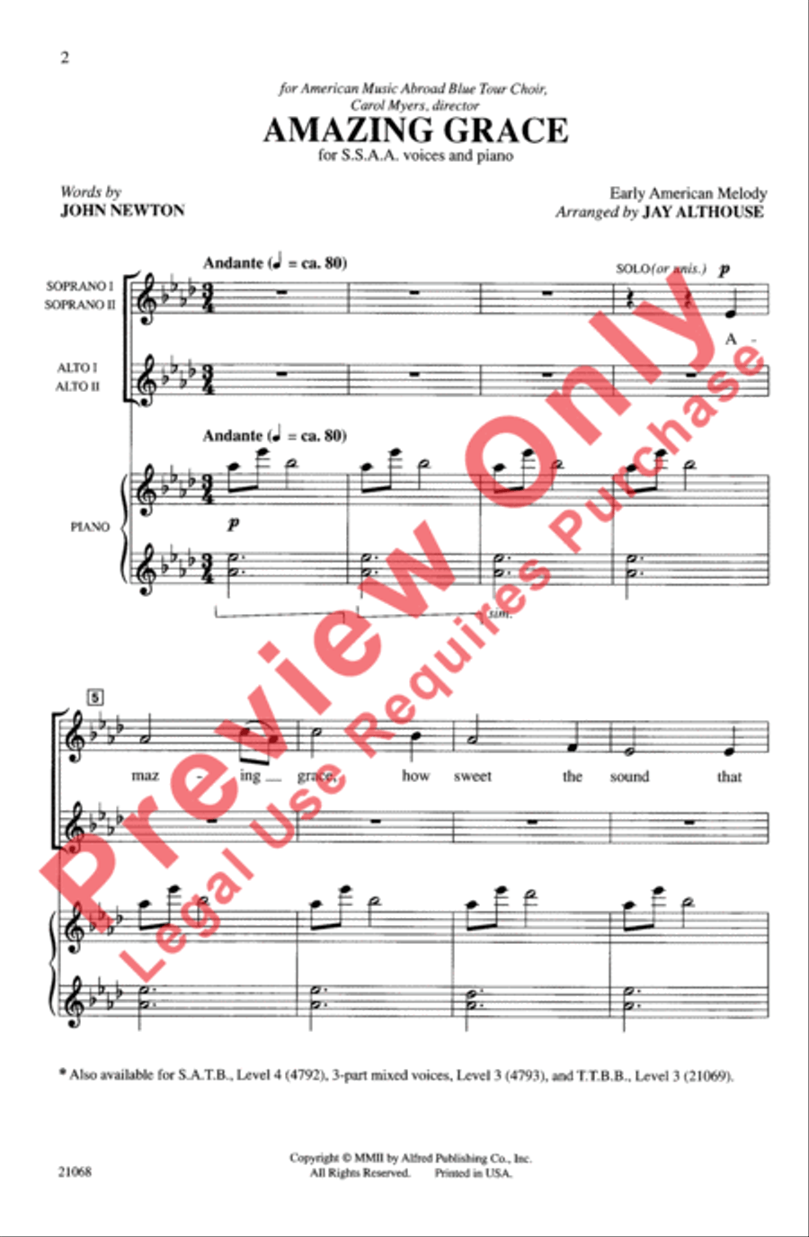 Amazing Grace Amazing Grace Women's Choir scores gallery preview page 2