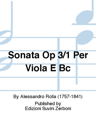 Sonata Op 3/1 Per Viola E Bc