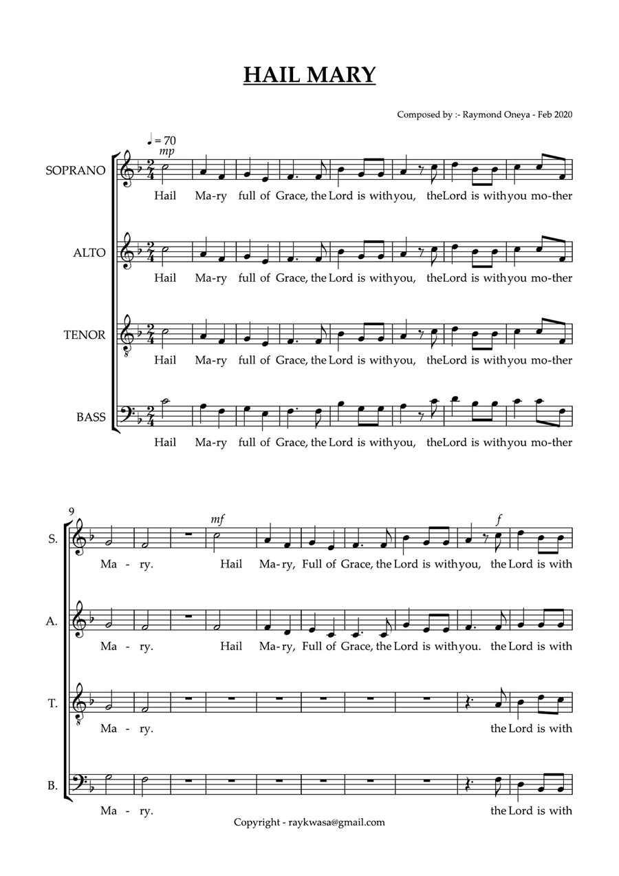 Hail Mary Full of Grace Pray for us Small Ensemble scores gallery preview page 1