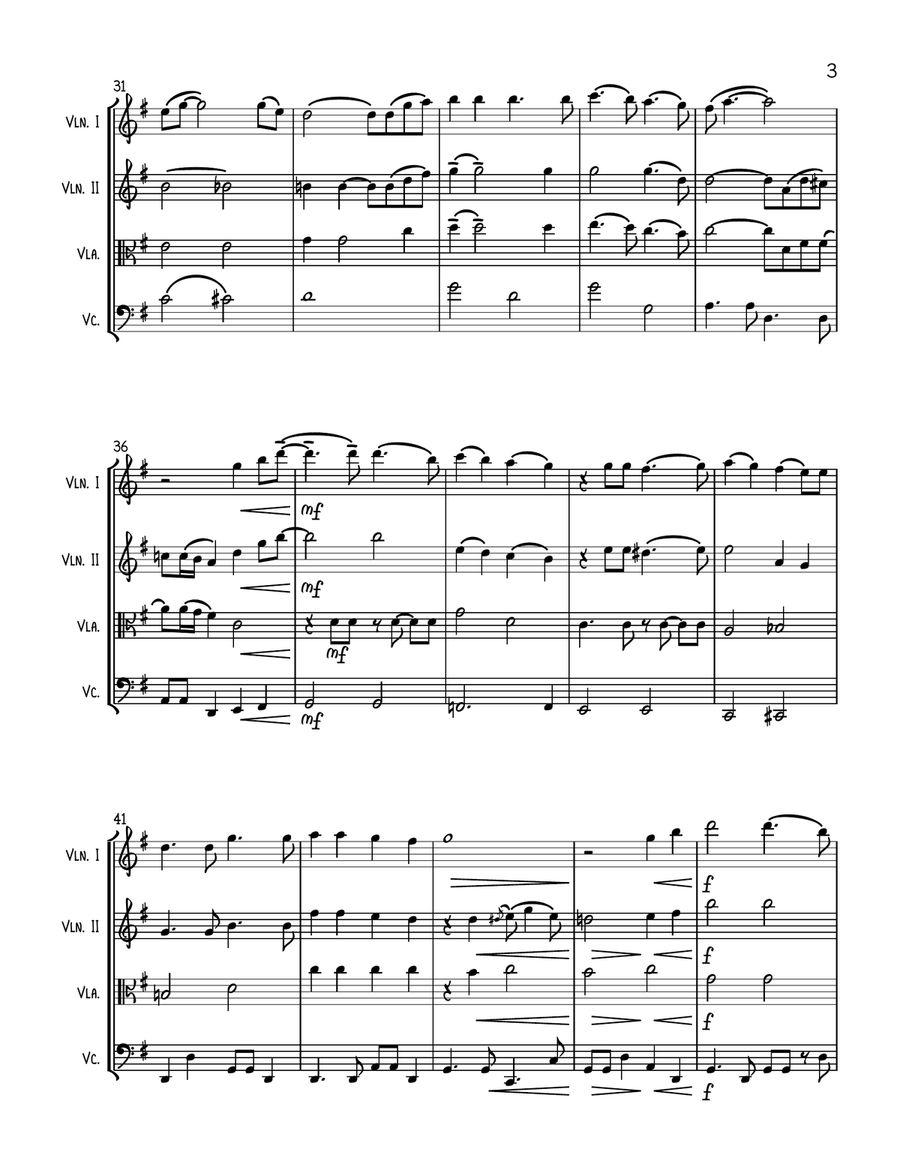 Green Green Grass Of Home String Quartet scores gallery preview page 3