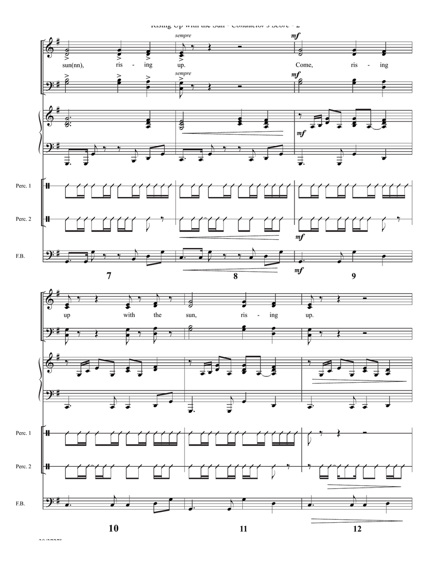 Rising Up with the Sun - Bass and Percussion Score and Parts (Digital Download) Percussion scores gallery preview page 4
