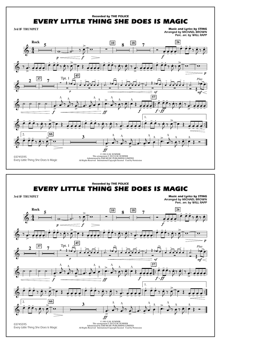 Every Little Thing She Does Is Magic - 3rd Bb Trumpet Marching Band scores gallery preview page 1