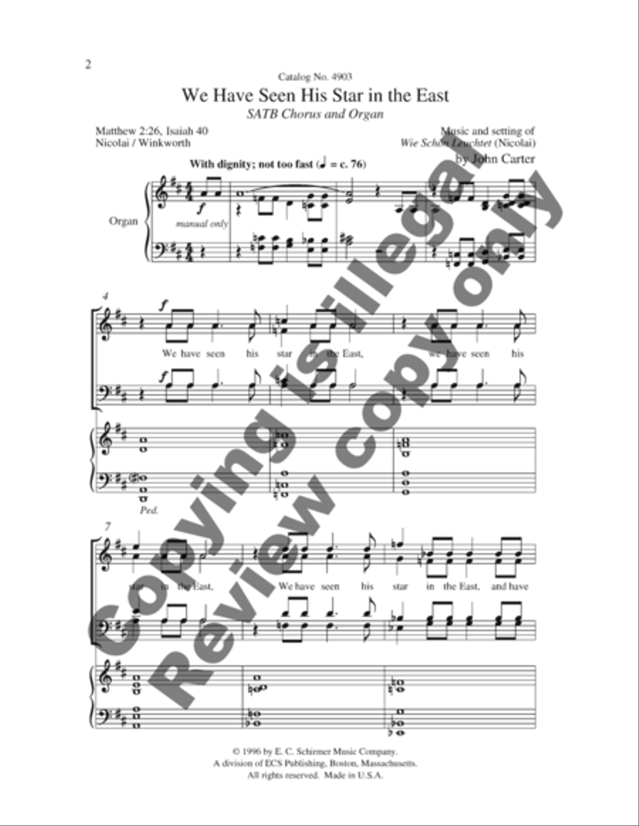 We Have Seen His Star in the East 4-Part scores gallery preview page 7