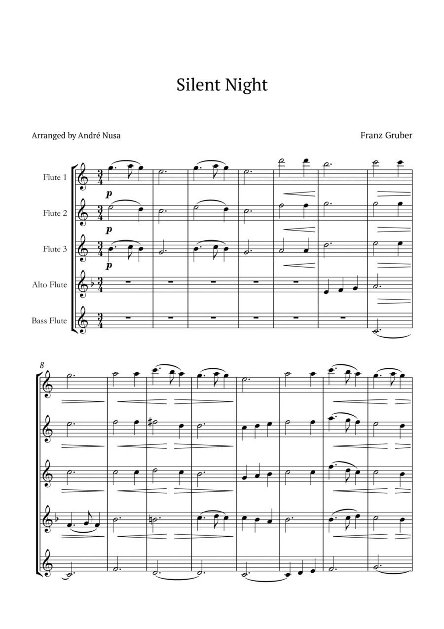 Silent Night Silent Night Woodwind Quintet scores gallery preview page 1