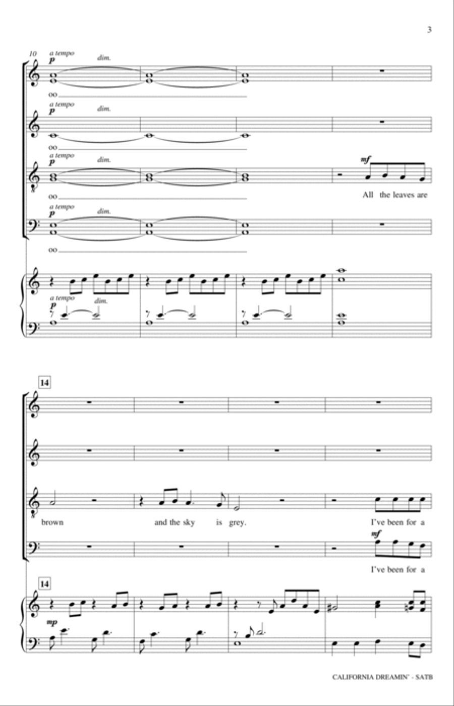 California Dreamin' (arr. Mac Huff) 4-Part scores gallery preview page 3