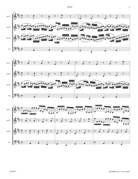 Pachelbel: Canon in D Major transcribed for 3 Violins and Cello image number null