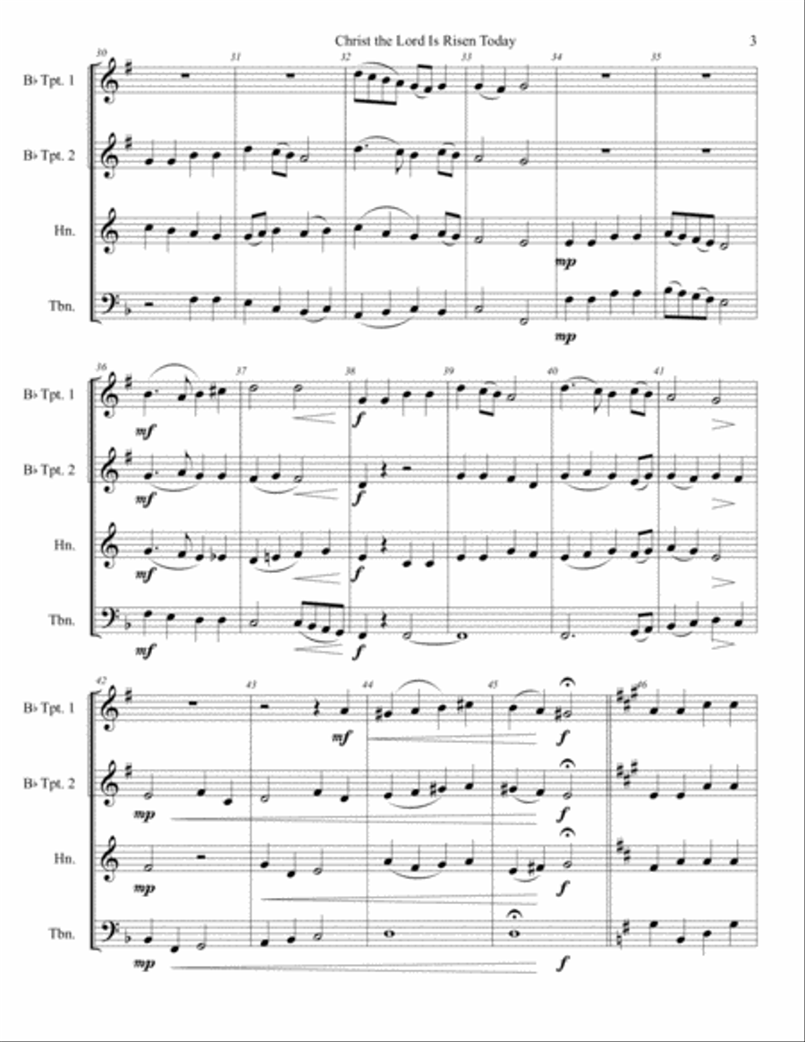Christ the Lord Is Risen Today (Brass Quartet) Brass Quartet scores gallery preview page 6
