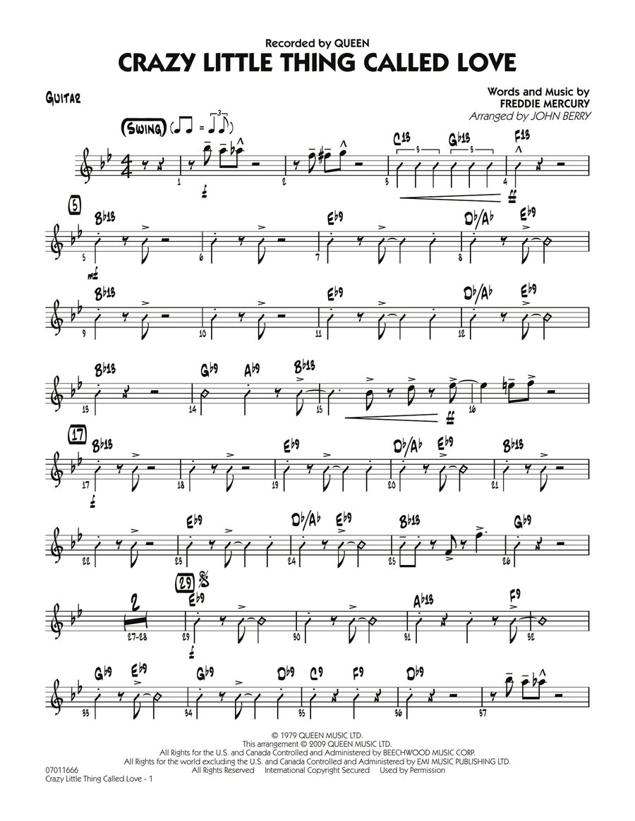 Crazy Little Thing Called Love - Guitar Jazz Ensemble scores gallery preview page 1