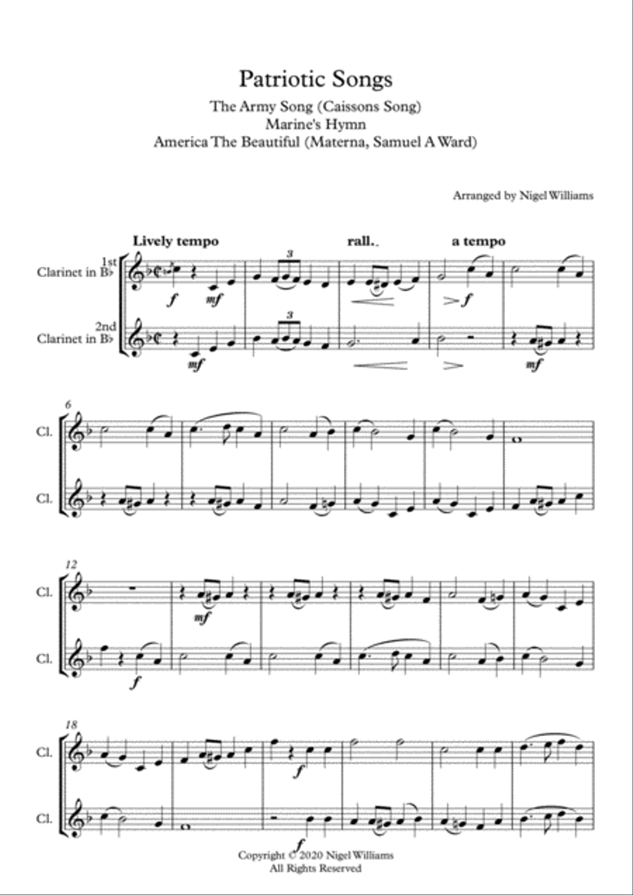 Patriotic Songs, A Medley for Clarinet Duet Clarinet Duet scores gallery preview page 2