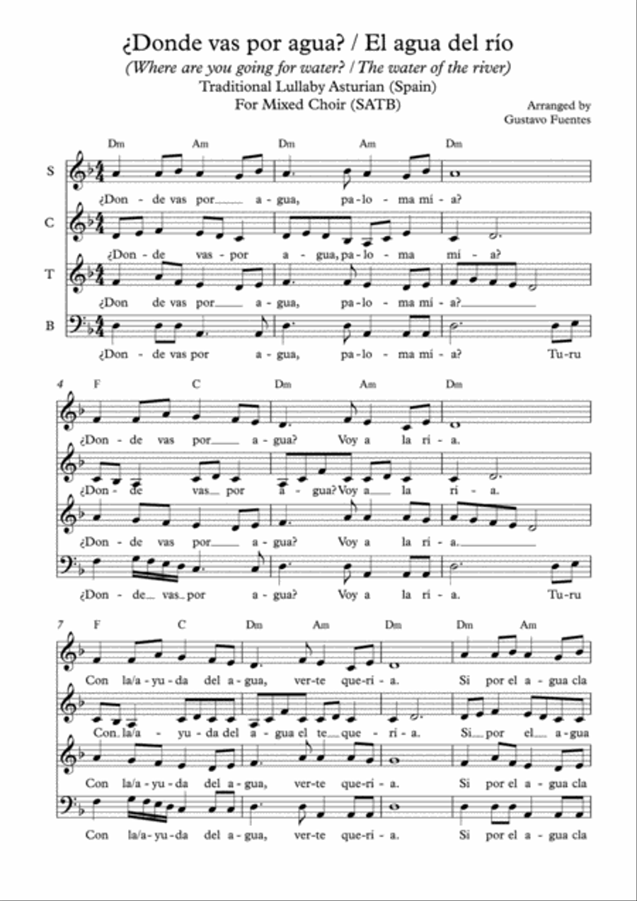 ¿Donde vas por agua? y Por el agua del río, traditional songs of Asturias (Spain) for Mixed Choir 4-Part scores gallery preview page 2