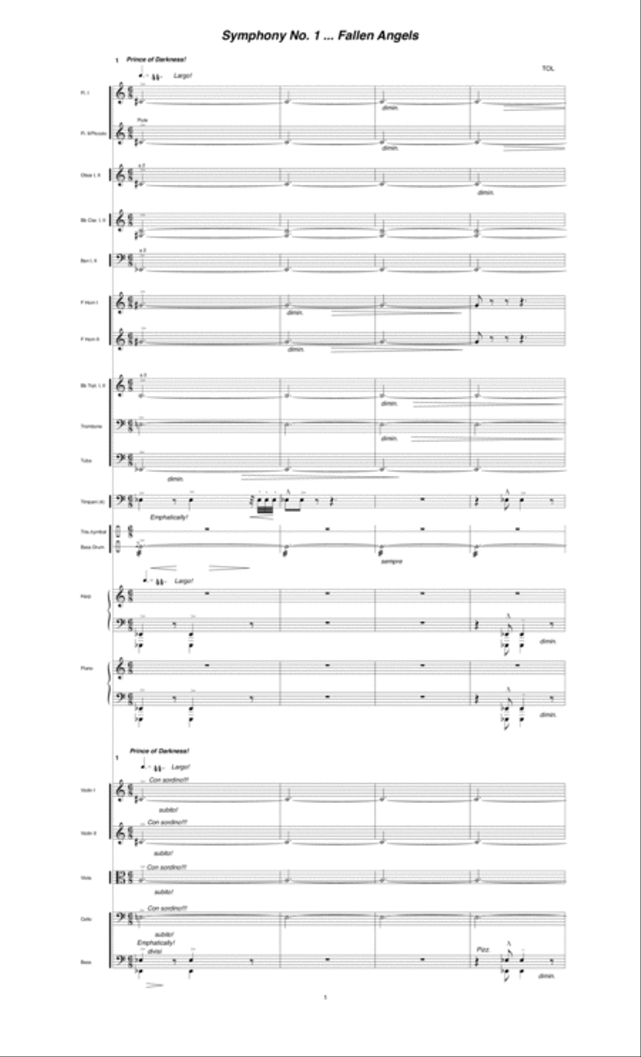 Symphony No. 1 ... Fallen Angels (1993, rev. 1995) Full Orchestra scores gallery preview page 3