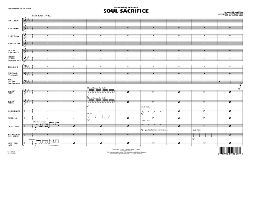 Soul Sacrifice - Full Score Marching Band scores gallery preview page 1