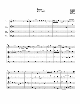 Book cover for Fugue no.4, HWV 608 (arrangement for 4 recorders)
