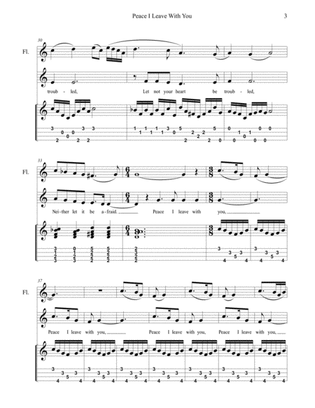 Peace I Leave With You (John 14:27) : Vocal Solo with Flute or Clarinet and Ukulele Tablature image number null