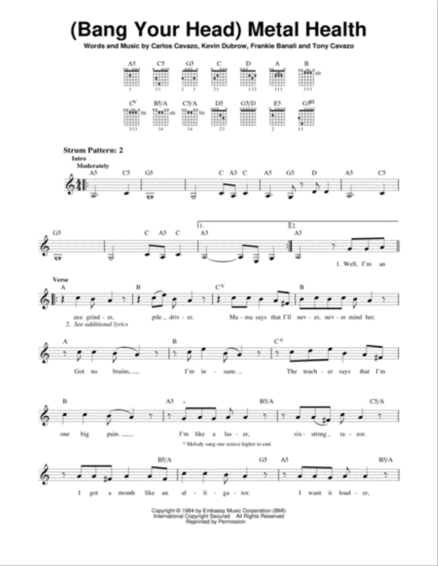 (Bang Your Head) Metal Health Acoustic Guitar scores gallery preview page 1