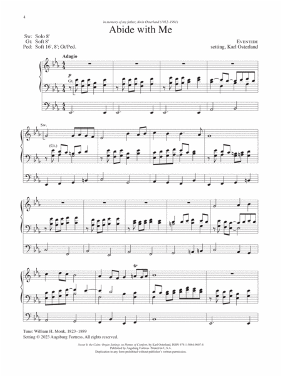Sweet Is the Calm: Organ Settings on Hymns of Comfort Organ scores gallery preview page 4
