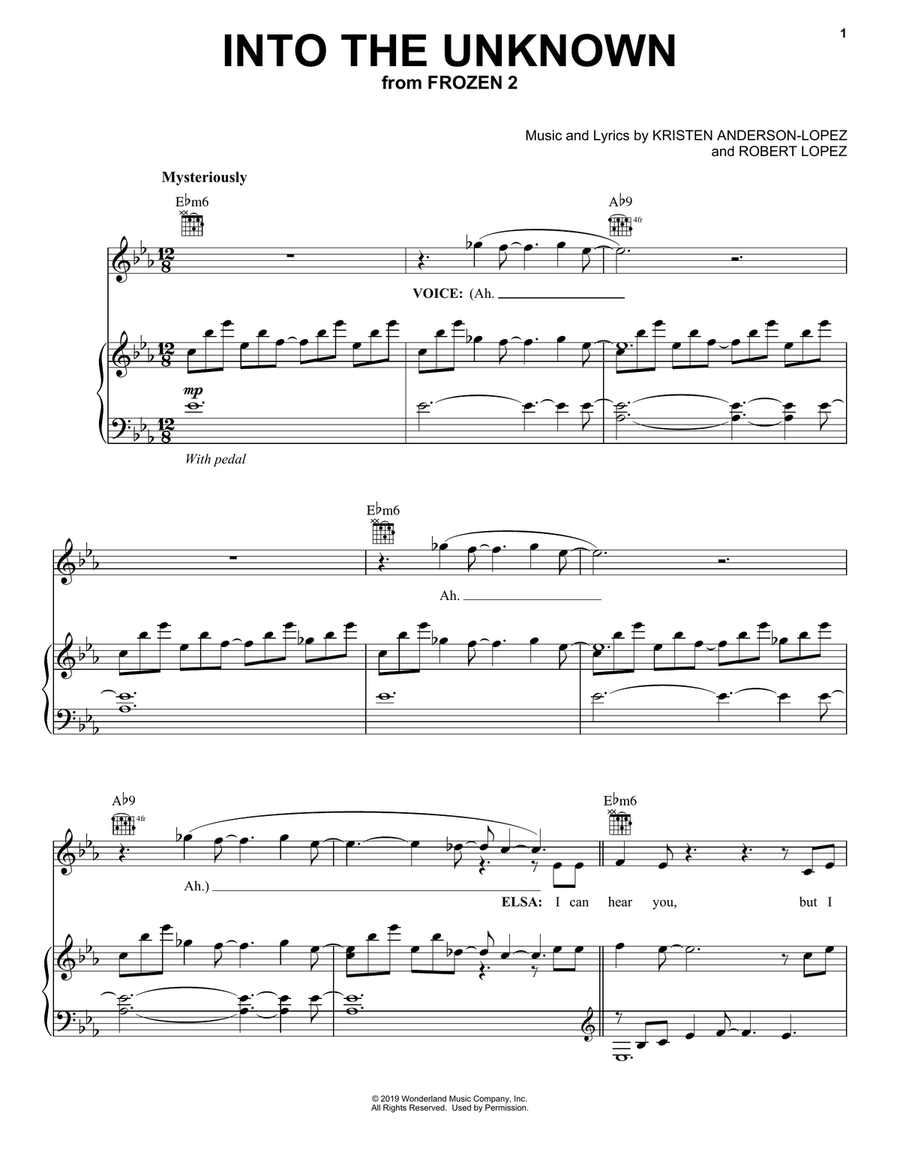 Into The Unknown (from Disney's Frozen 2) Piano, Vocal, Guitar scores gallery preview page 1