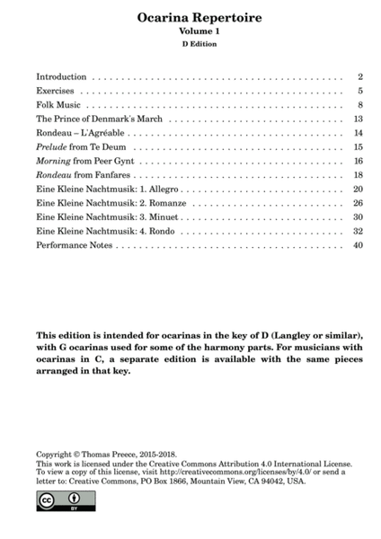 Ocarina Repertoire Volume 1 by Thomas Preece (D Edition)