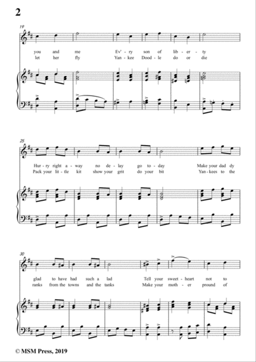 George M. Cohan-Over There,in D Major,for Voice&Piano Voice scores gallery preview page 4